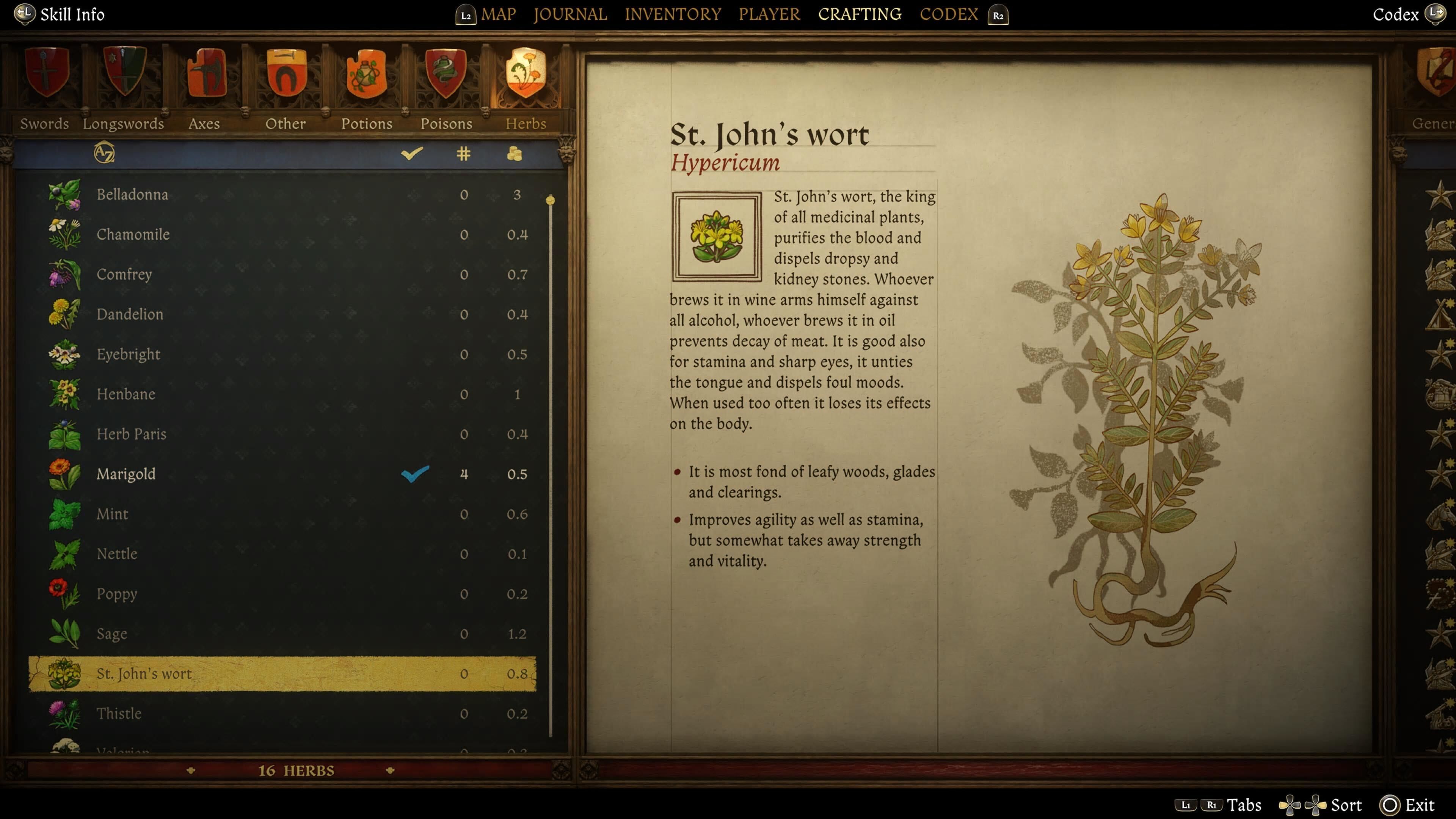 صفحه Codex برای Wort St John در Kingdom Come: Deliverance 2.