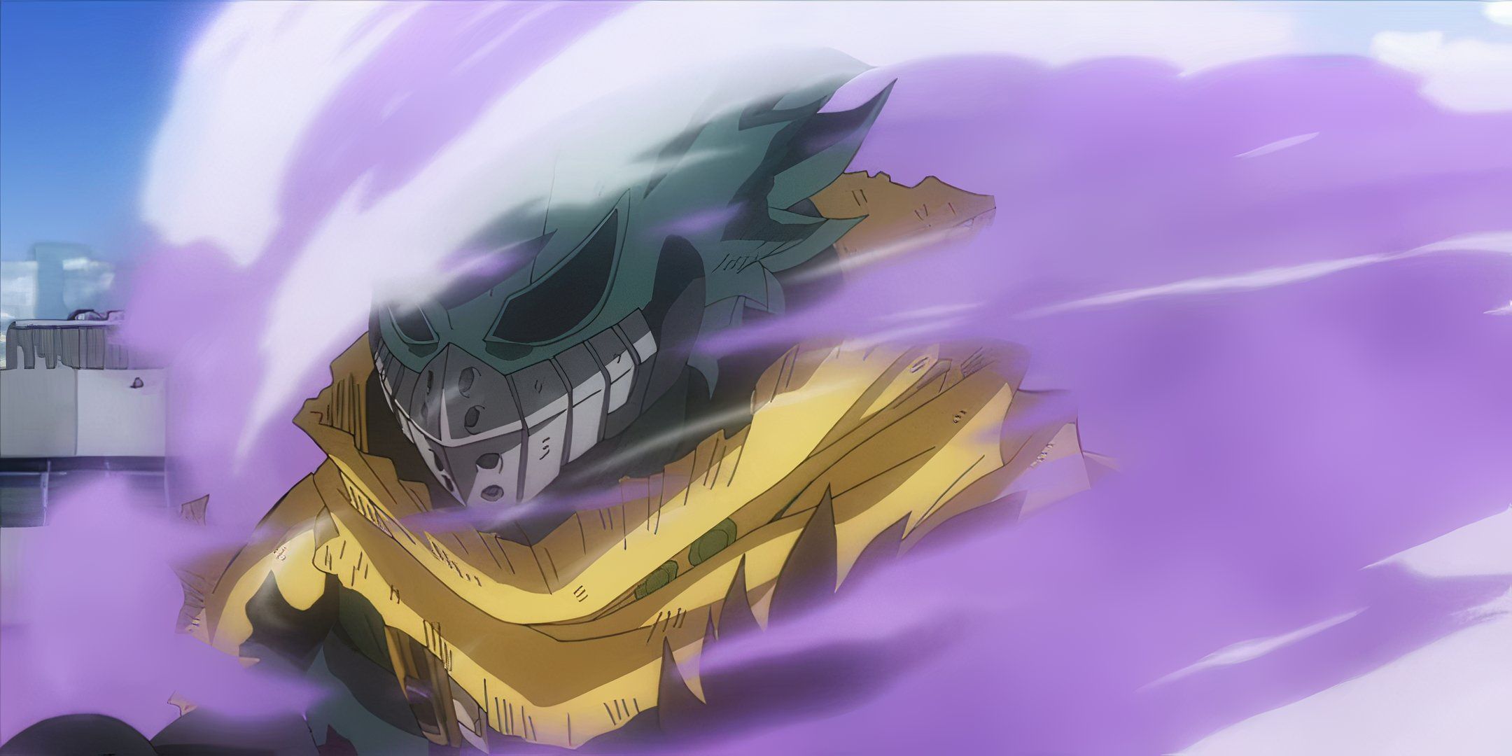 Ezuko Miduria or Deco was covered in a purple dusk from a cigarette screen in my hero Academia.