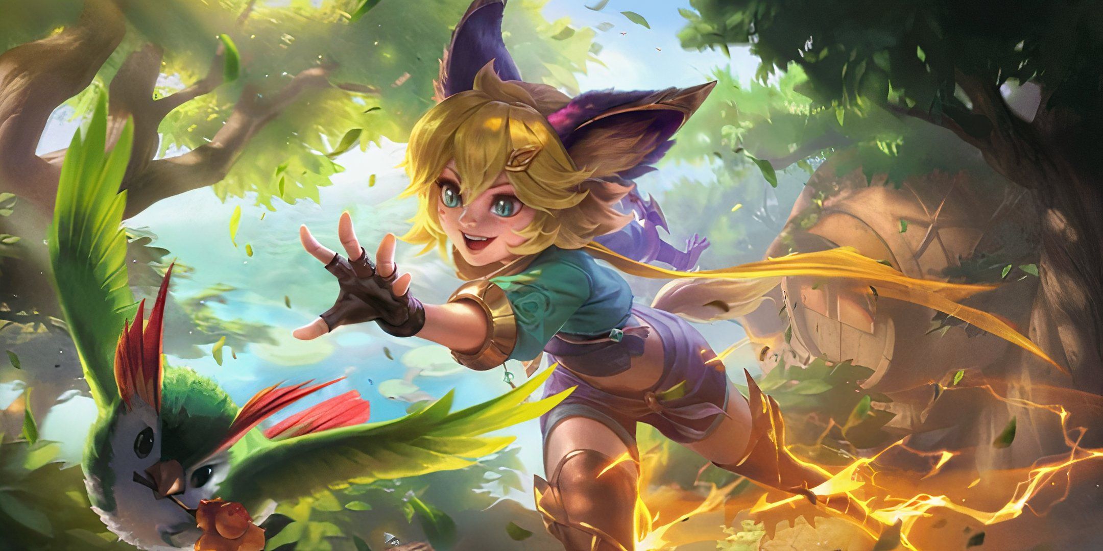 Joy from Mobile Legends dashing to catch a fleeing bird.