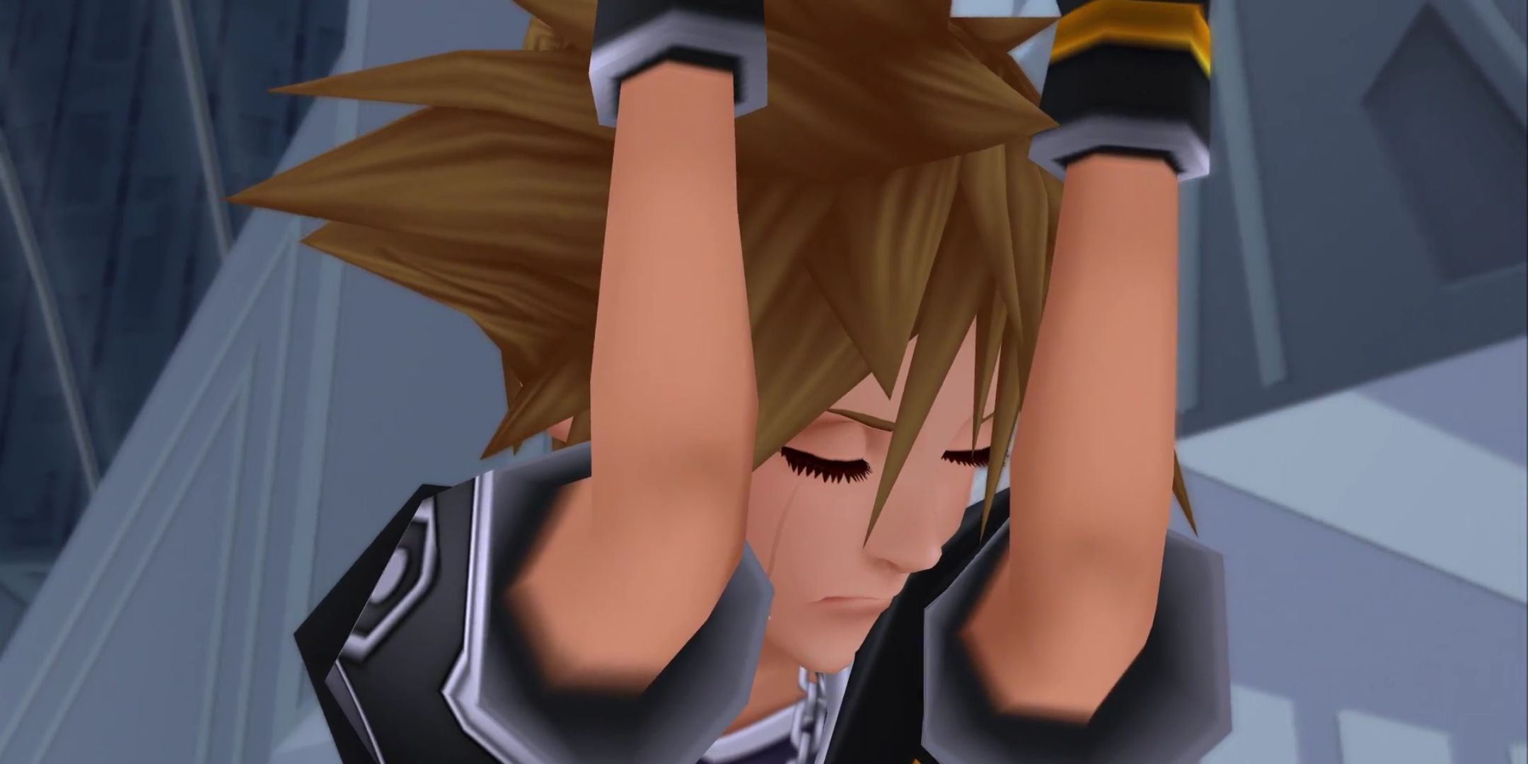 Sora crying in Kingdom Hearts 2.