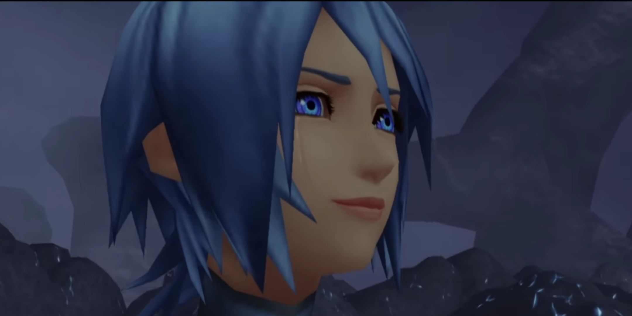 Aqua crying in the secret ending for Kingdom Hearts Birth by Sleep.