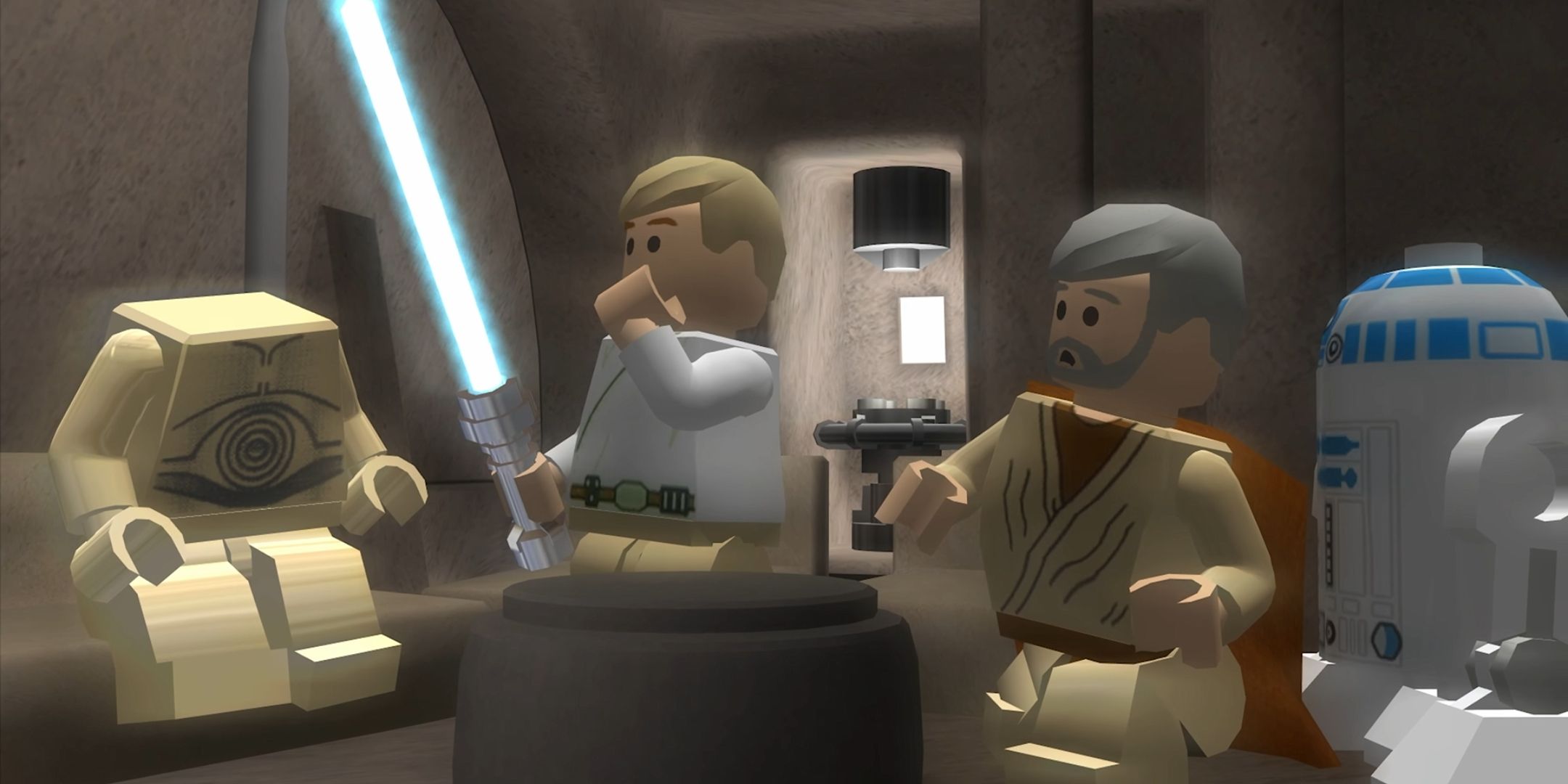 Luke Skywalker accidentally cutting off C-3PO's head with his new lightsaber in Lego Star Wars 2: The Original Trilogy.