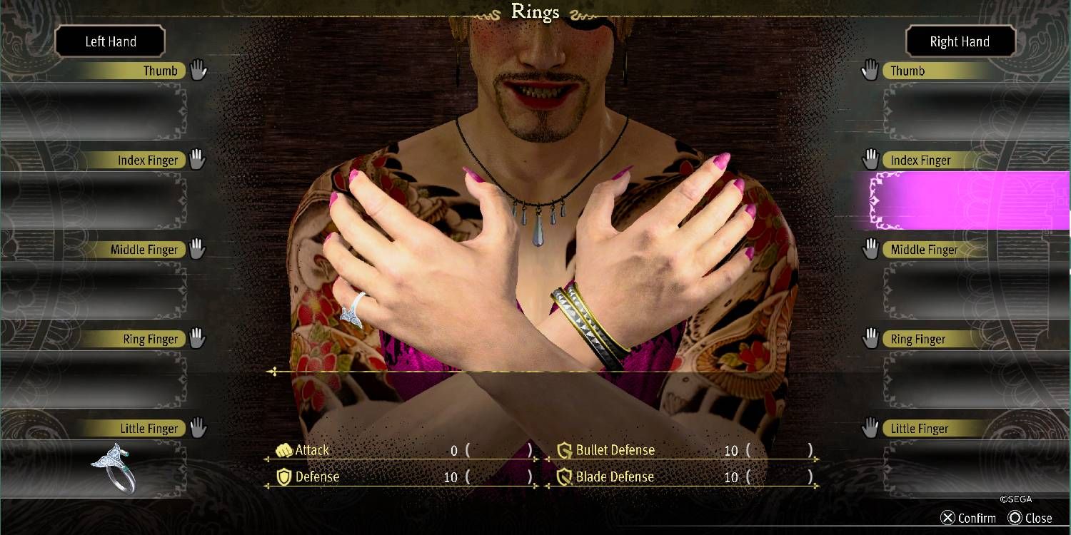 Majima modeling the Sacrifice Ring in Like A Dragon Pirate Yakuza In Hawaii.