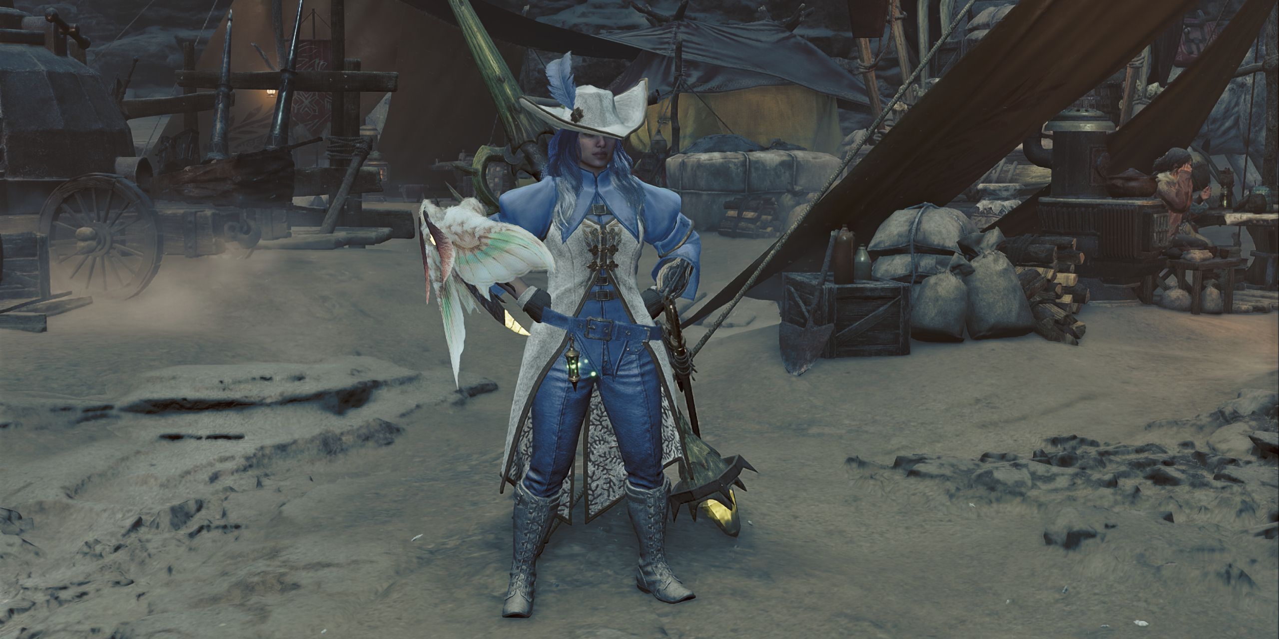 A Hunter wearing a full set of Layered Armor in Monster Hunter Wilds.