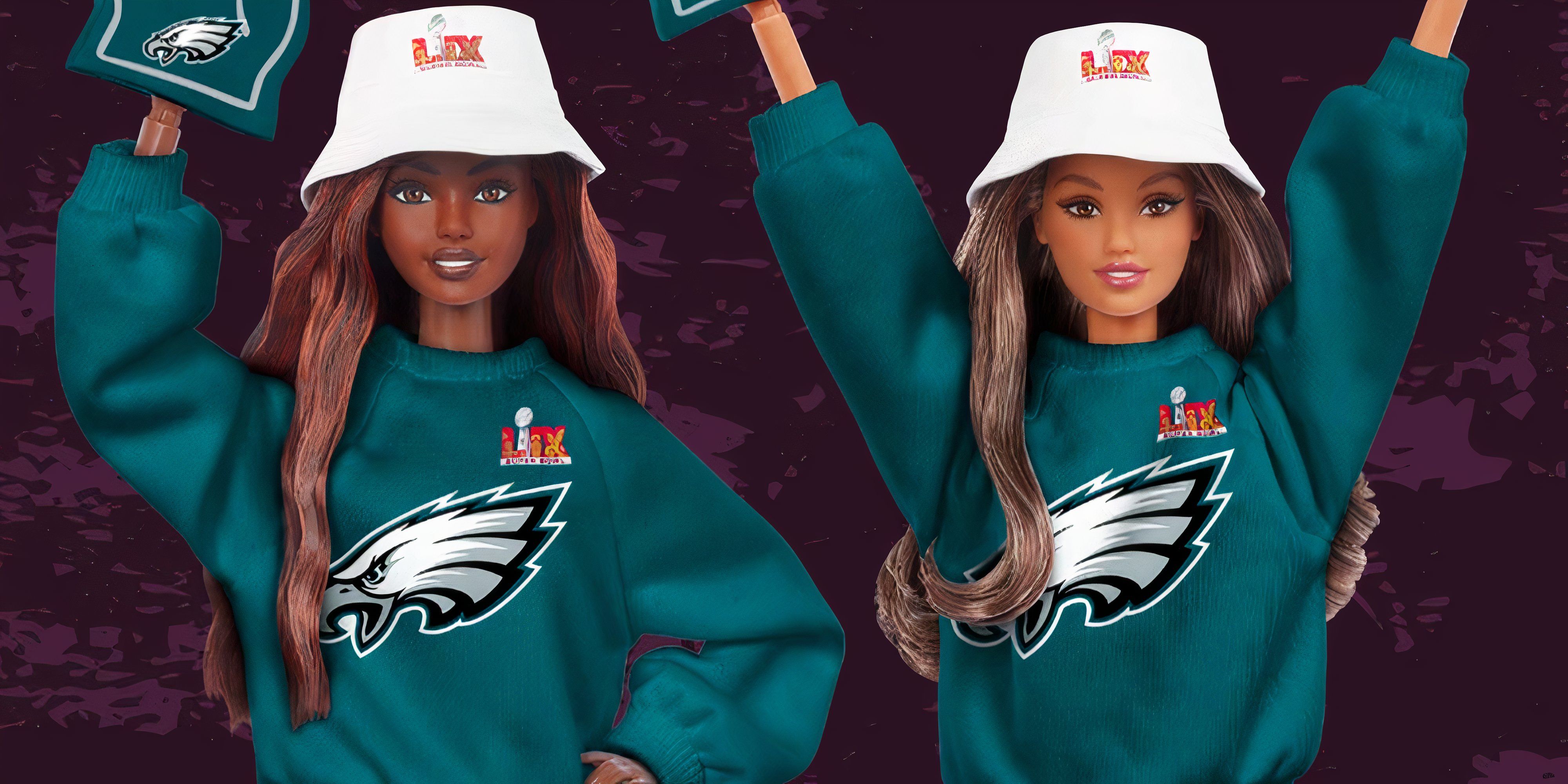 philadelphia eagles super bowl barbie dolls.