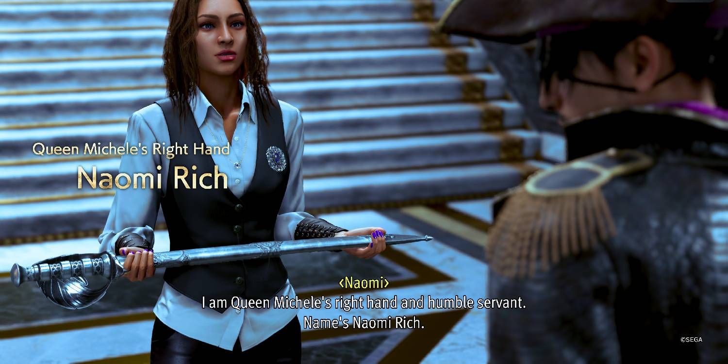 Naomi Rich introduction screen in Like A Dragon Pirate Yakuza In Hawaii.