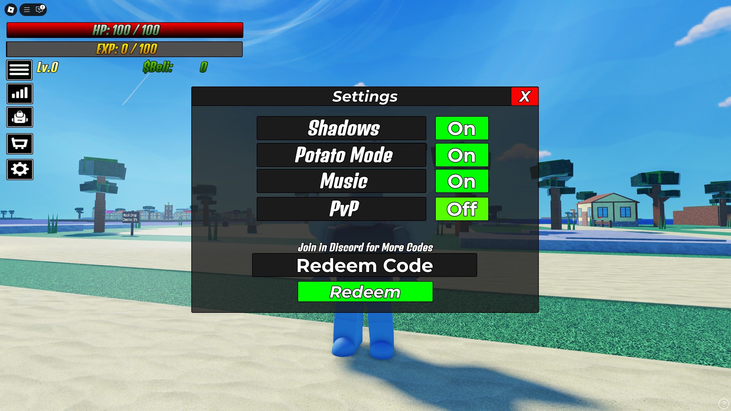 the codes box in Fit Piece 2 on Roblox