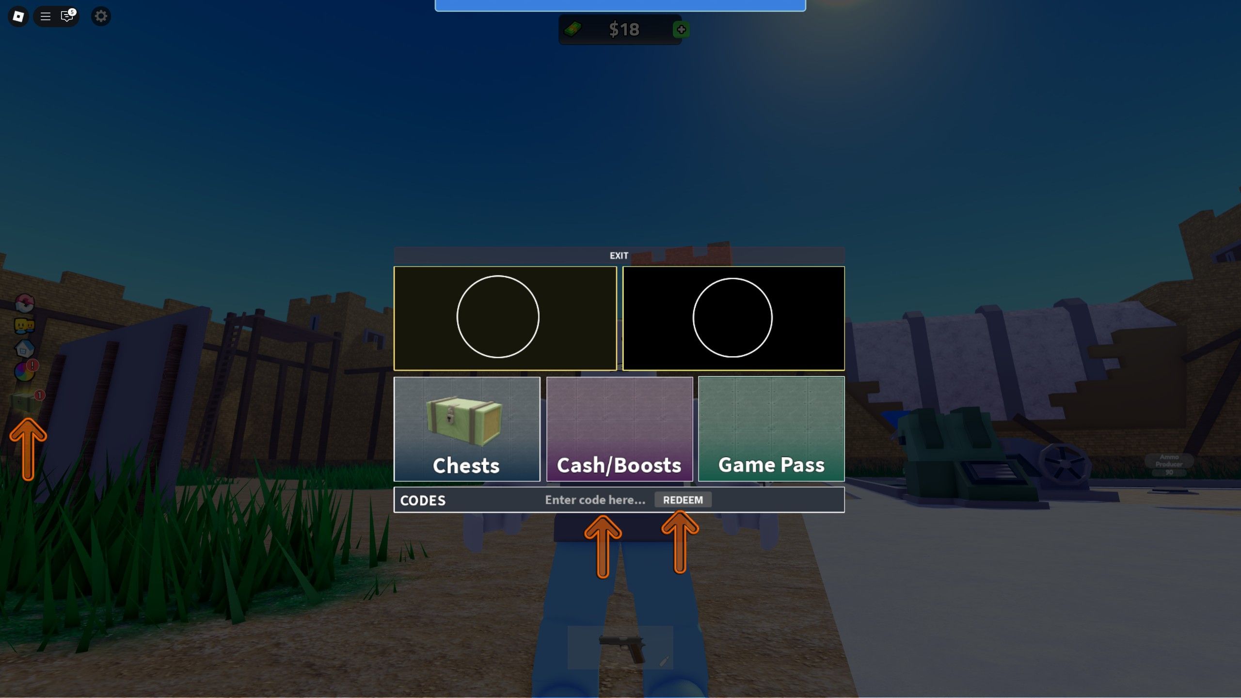 the codes box in WWII Tycoon on Roblox