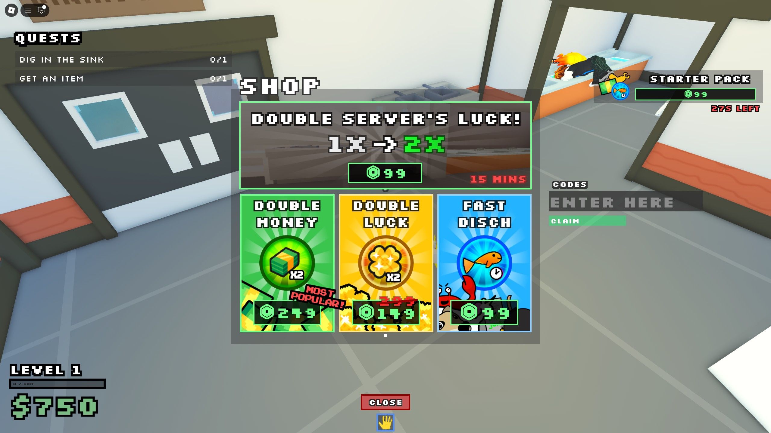 the codes field in Disch pn Roblox