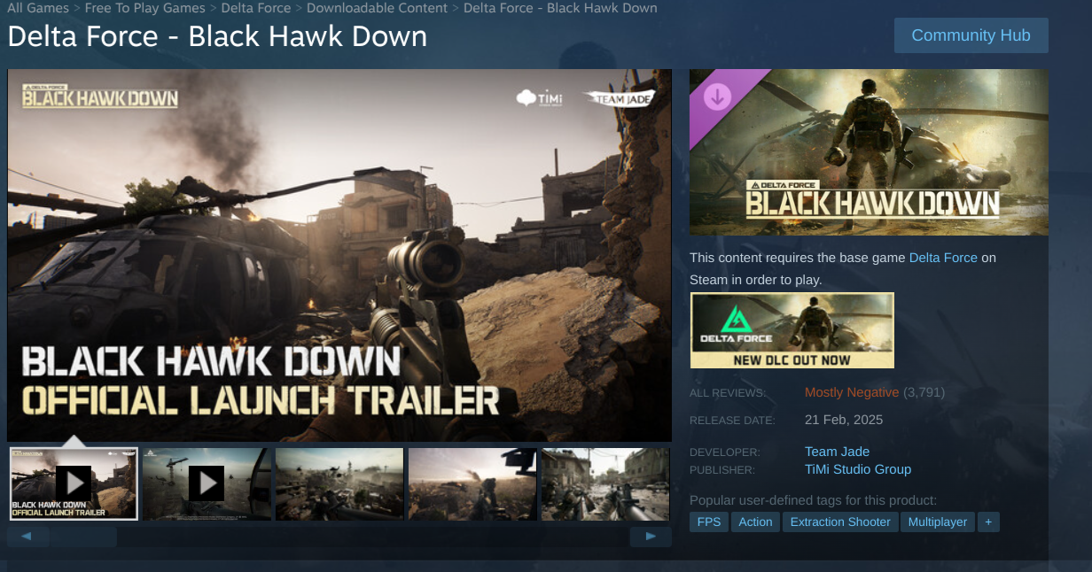 Delta Force: Black Hawk Down's Steam reviews.