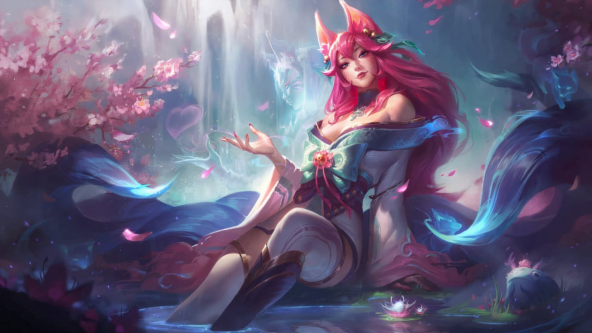 Spirit Blossom Ahri official splash art.