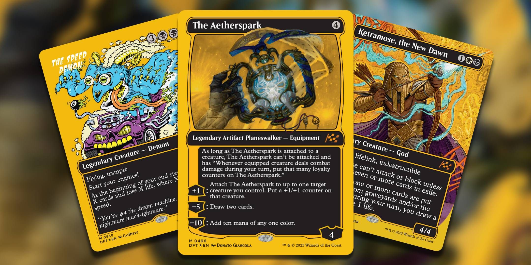 Three of the most valuable magic the gathering cards from Aetherdrift.