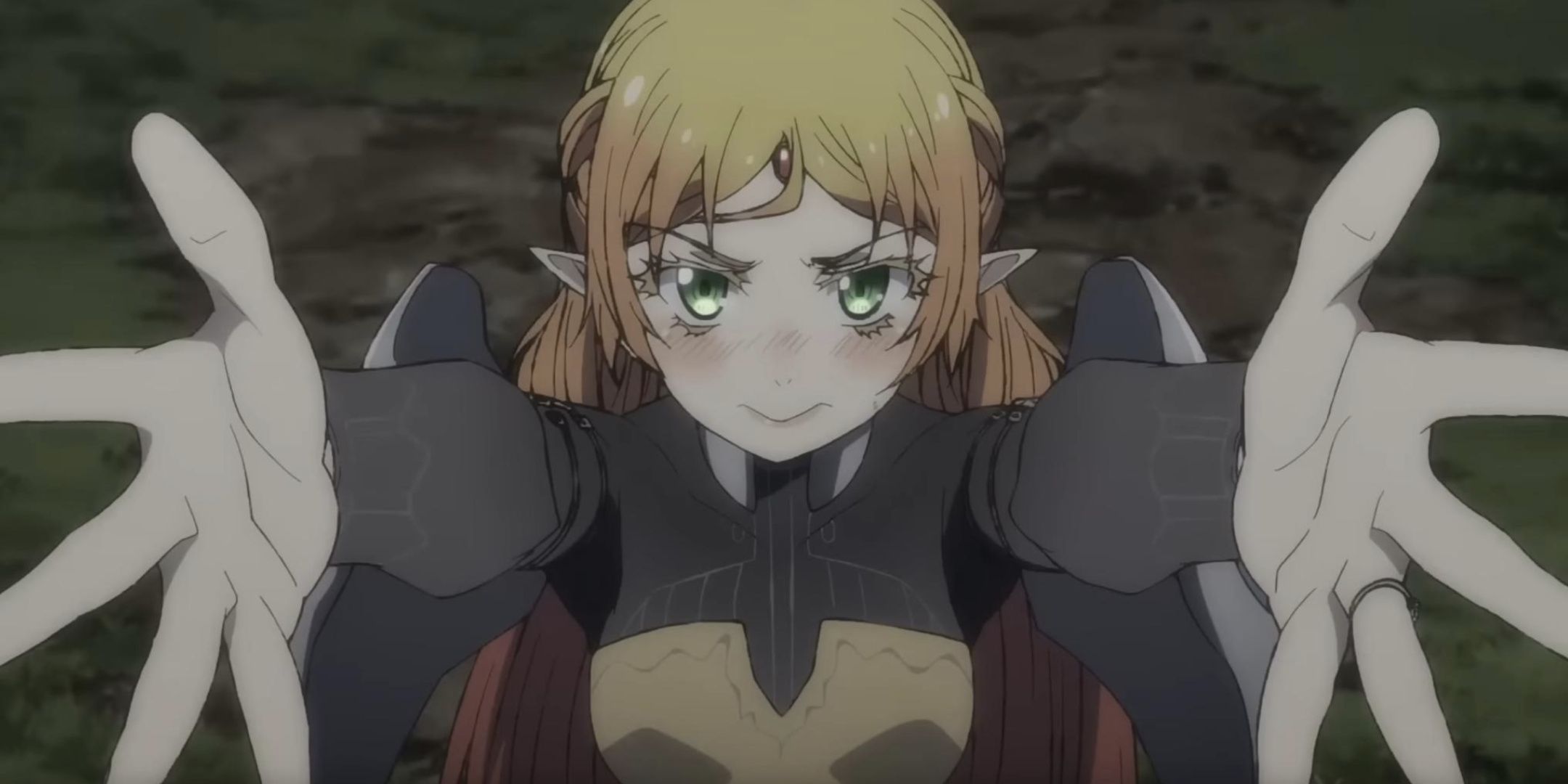Tsundere Elf asking to be lifted in My Uncle From Another World.