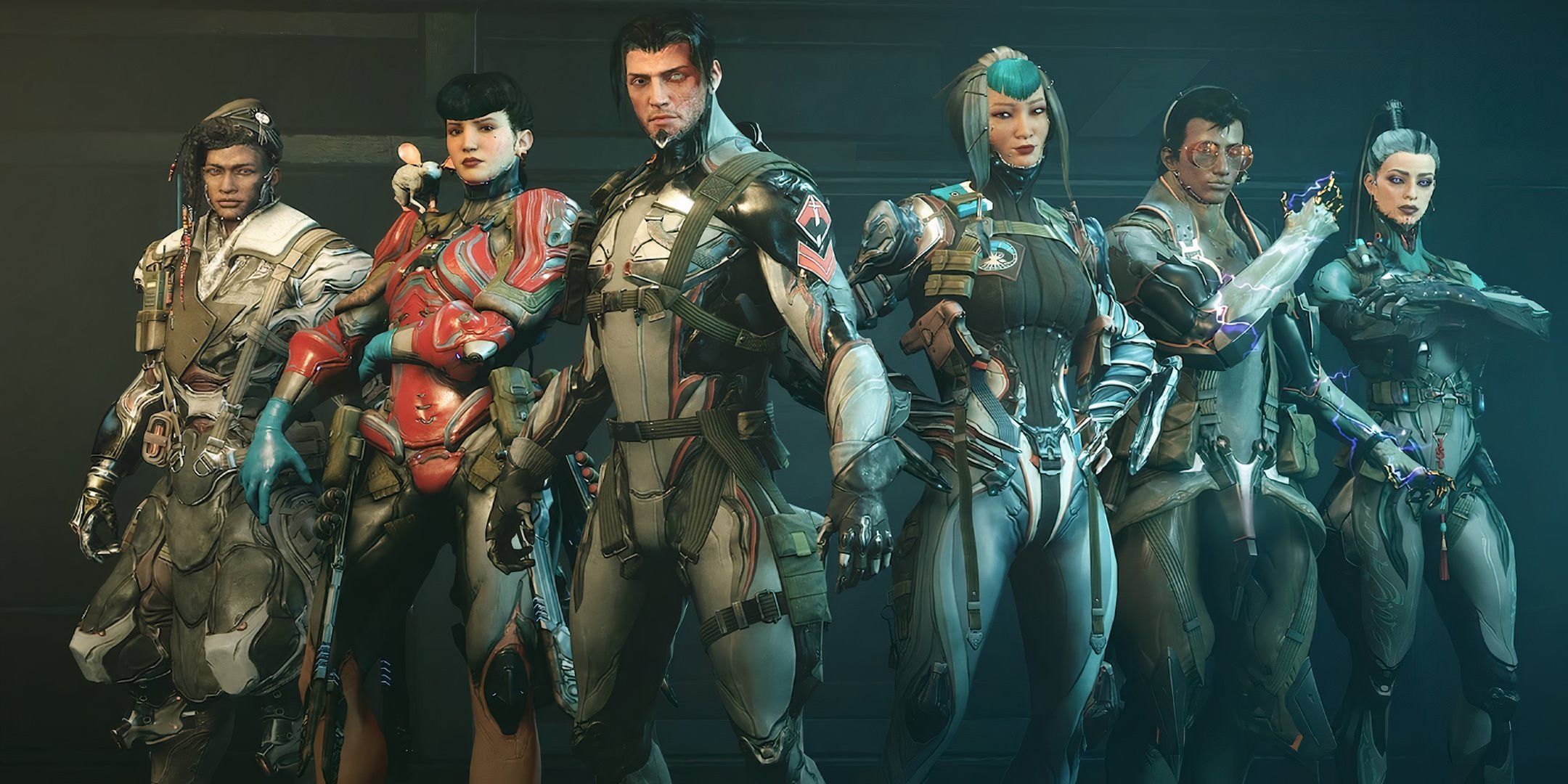 All Warframe Hex members Arthur Nightingale, Aoi Morohoshi, Amir Beckett, Quincy Isaacs, Leticia Garcia, and Eleanor Nightingale.