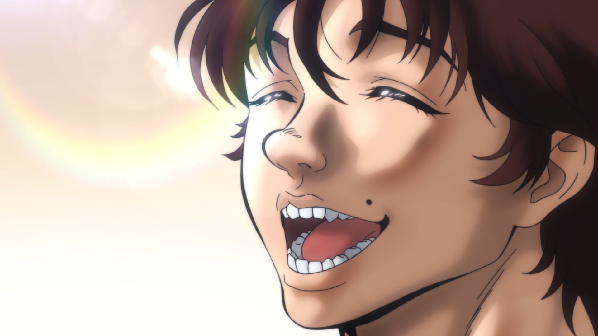 The image shows Baki smiling and shining.