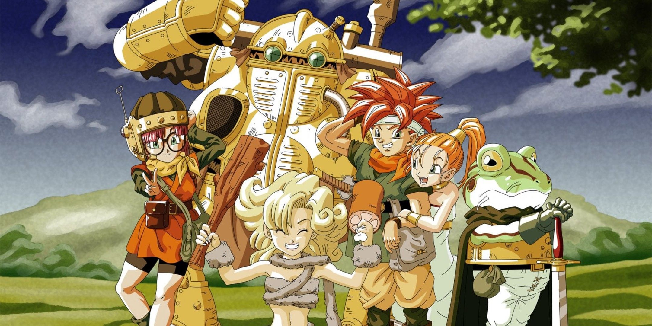 All of the party members of Chrono Trigger posing together.