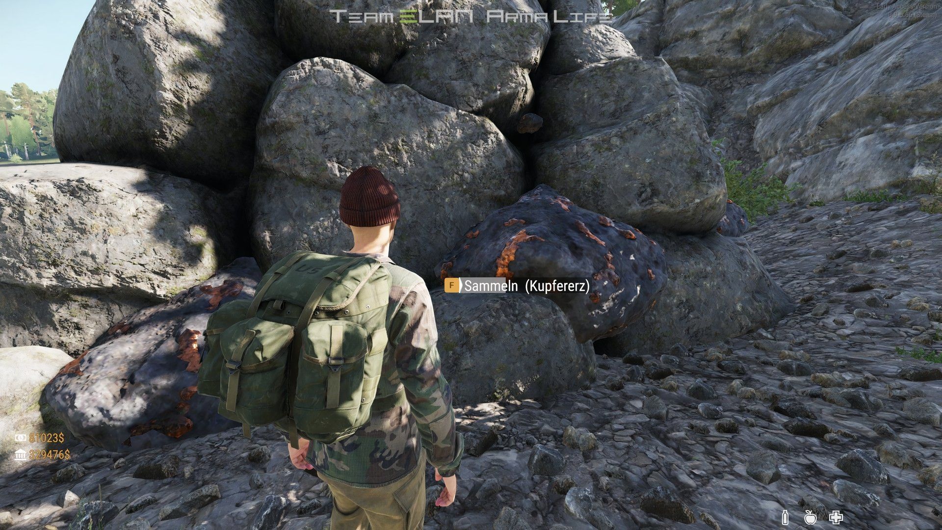 Resource gathering in Arma Reforger Arma Life mod.