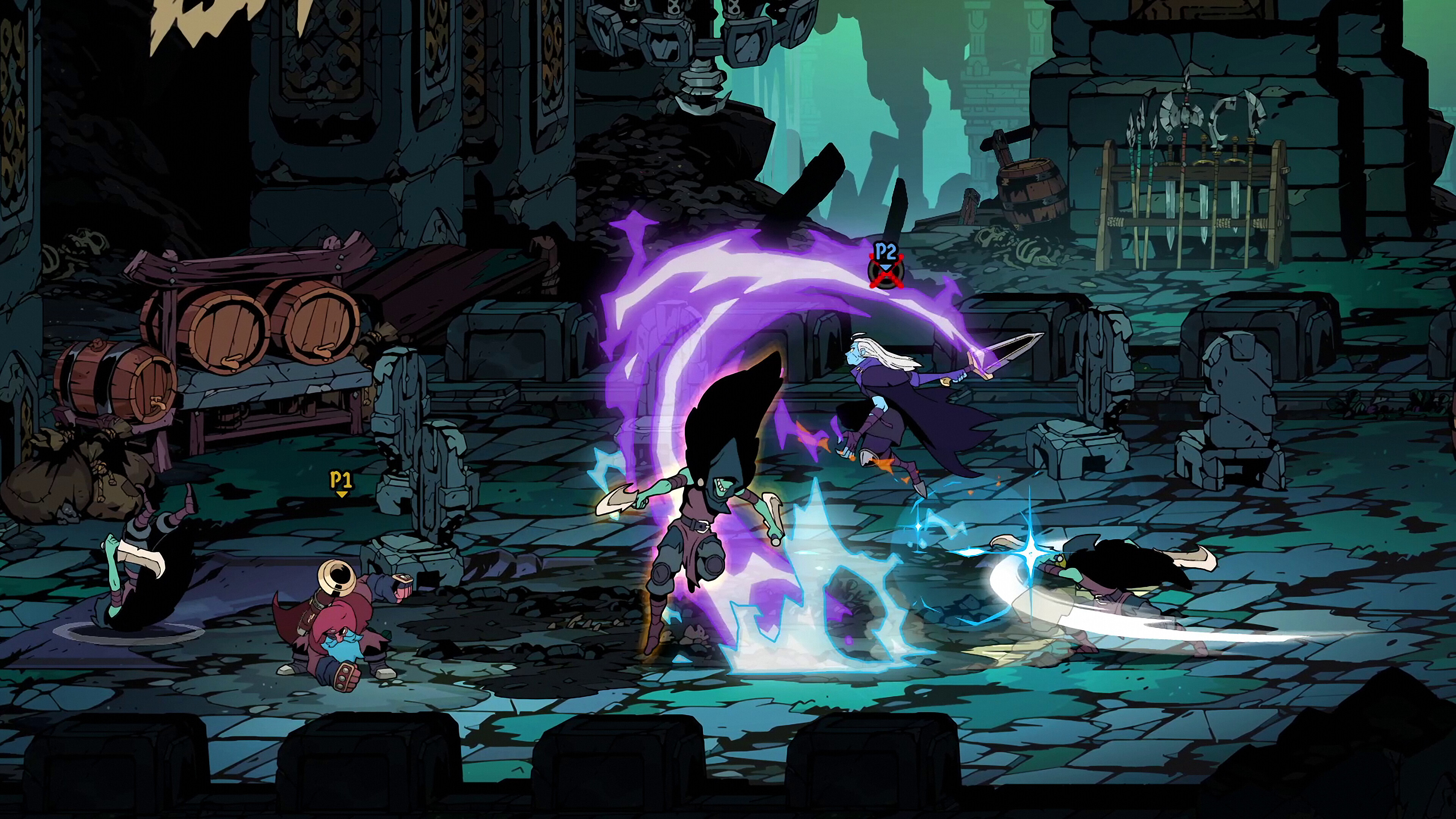 Karl and Galandra fighting in Absolum.