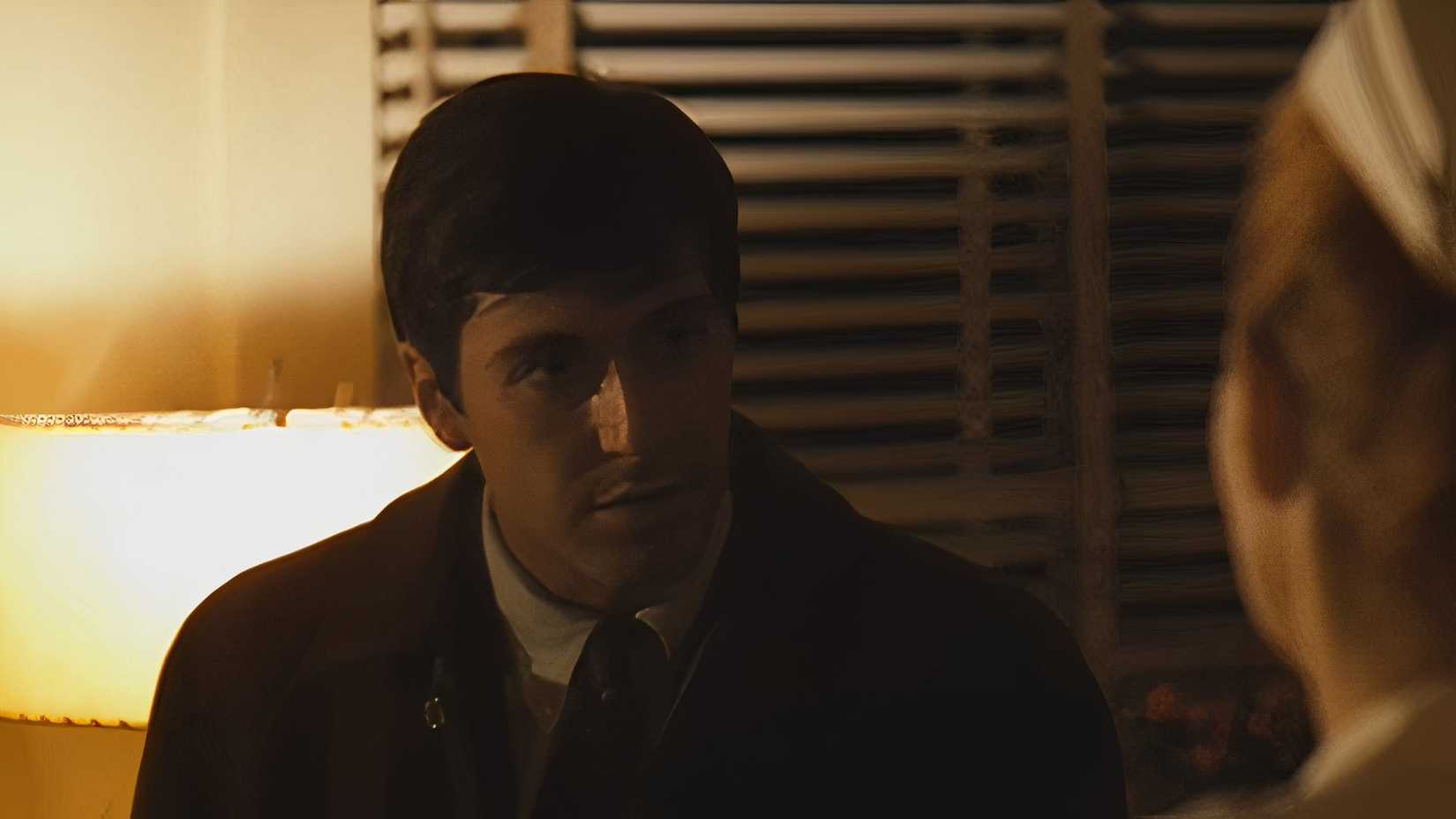 Al Pacino at the hospital after his father is shot in The Godfather.