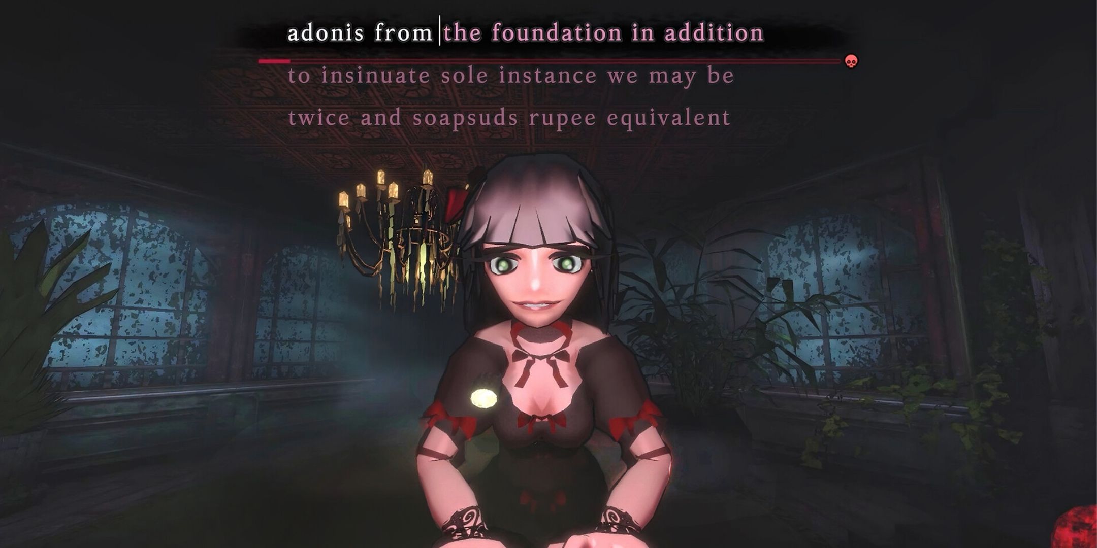 A character from Blood Typers in gothic clothing, typing.