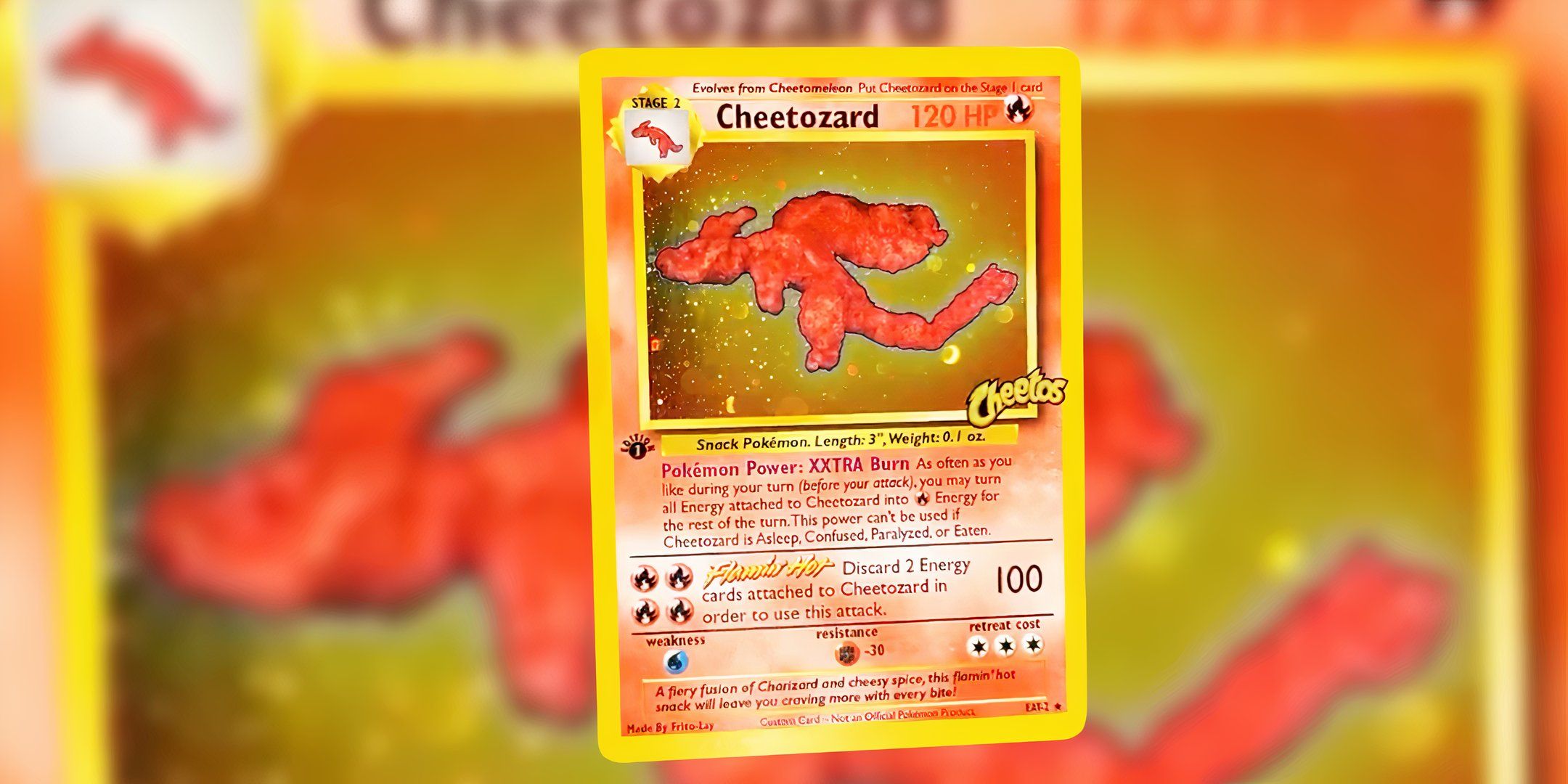 Cheetozard custom pokemon card by creativeholo.