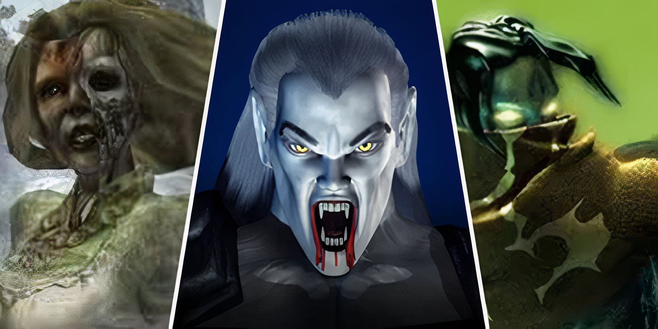 Split image of Ariel, Kain and Raziel from the LEgacy of Kain series.