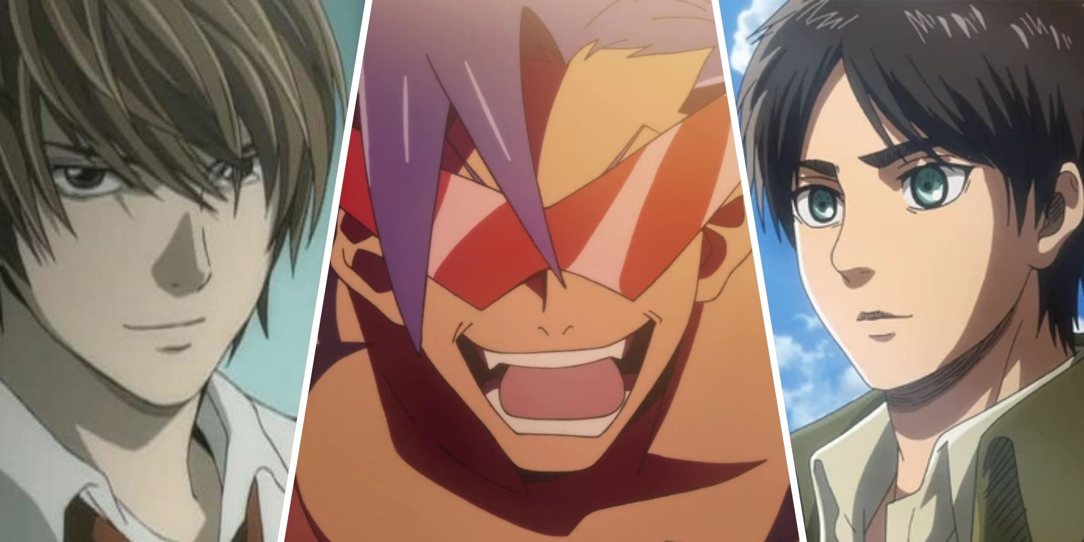 Split image of Kira, Kamina and Eren Jaeger.