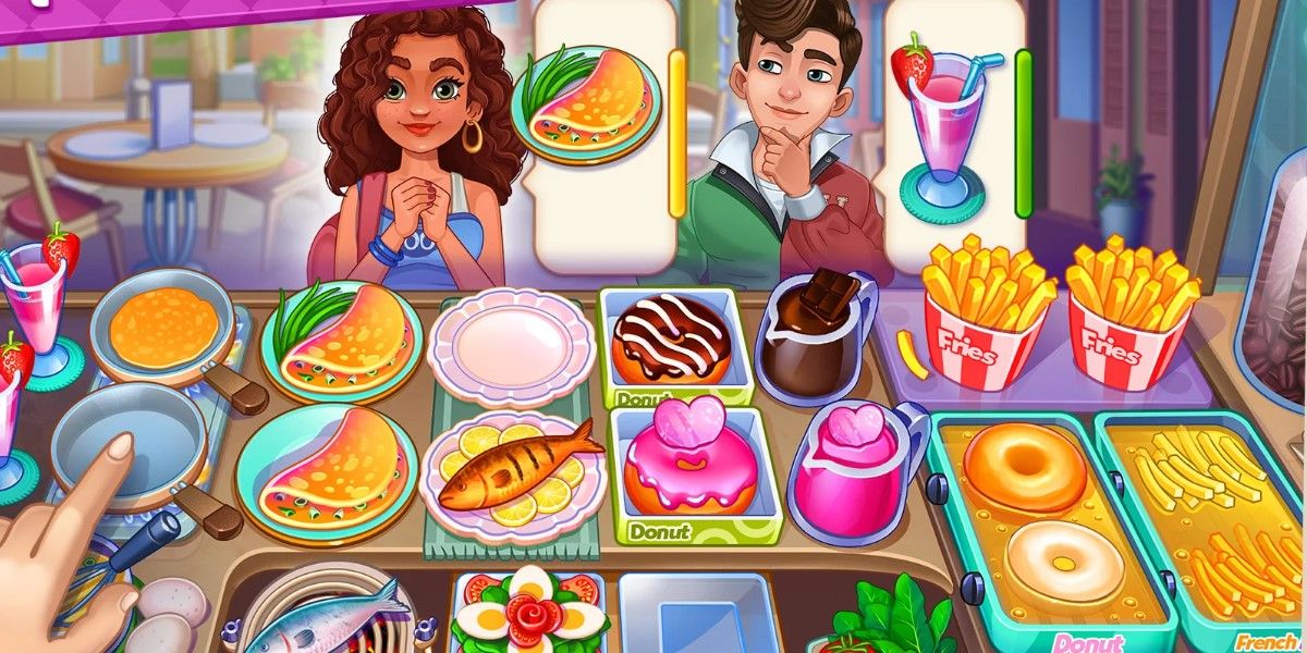 Customers ordering food and drinks in My Cafe Shop Cooking Games.
