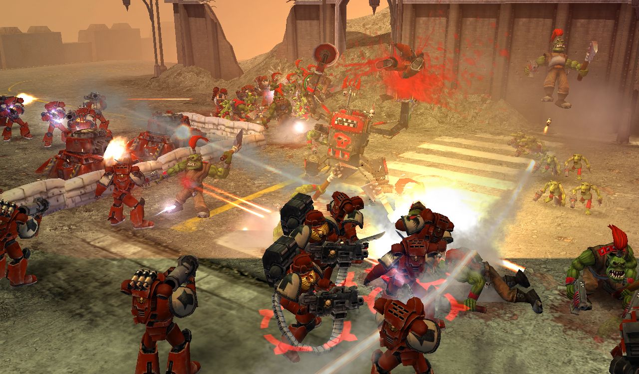 dawn of war gameplay featuring blood ravens fighting orks