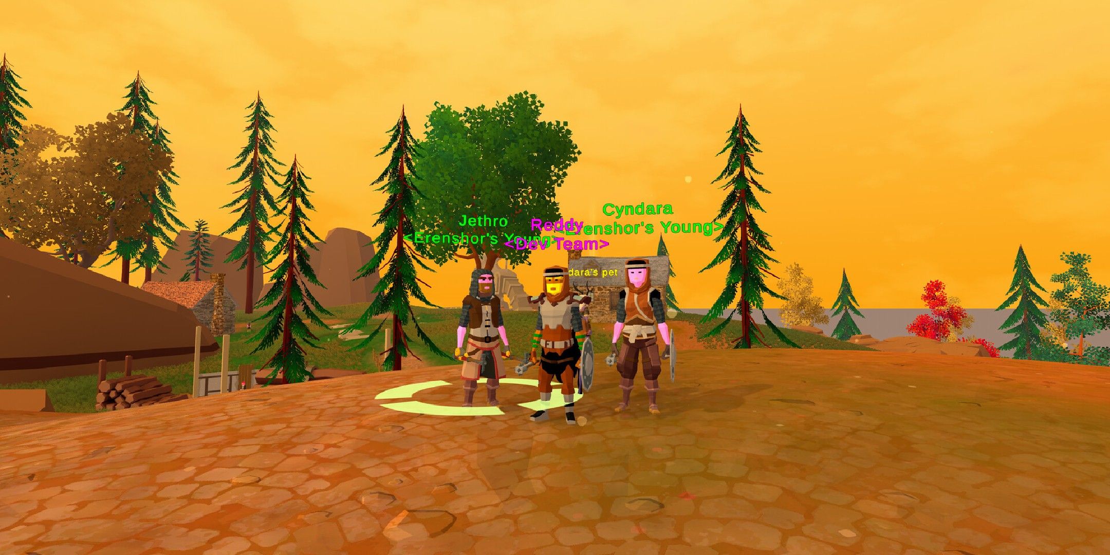 The image of Ernishor shows a player and two NPCs.
