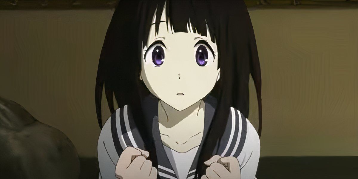Eru CHITANDA is shocked by her face at Hyouka.