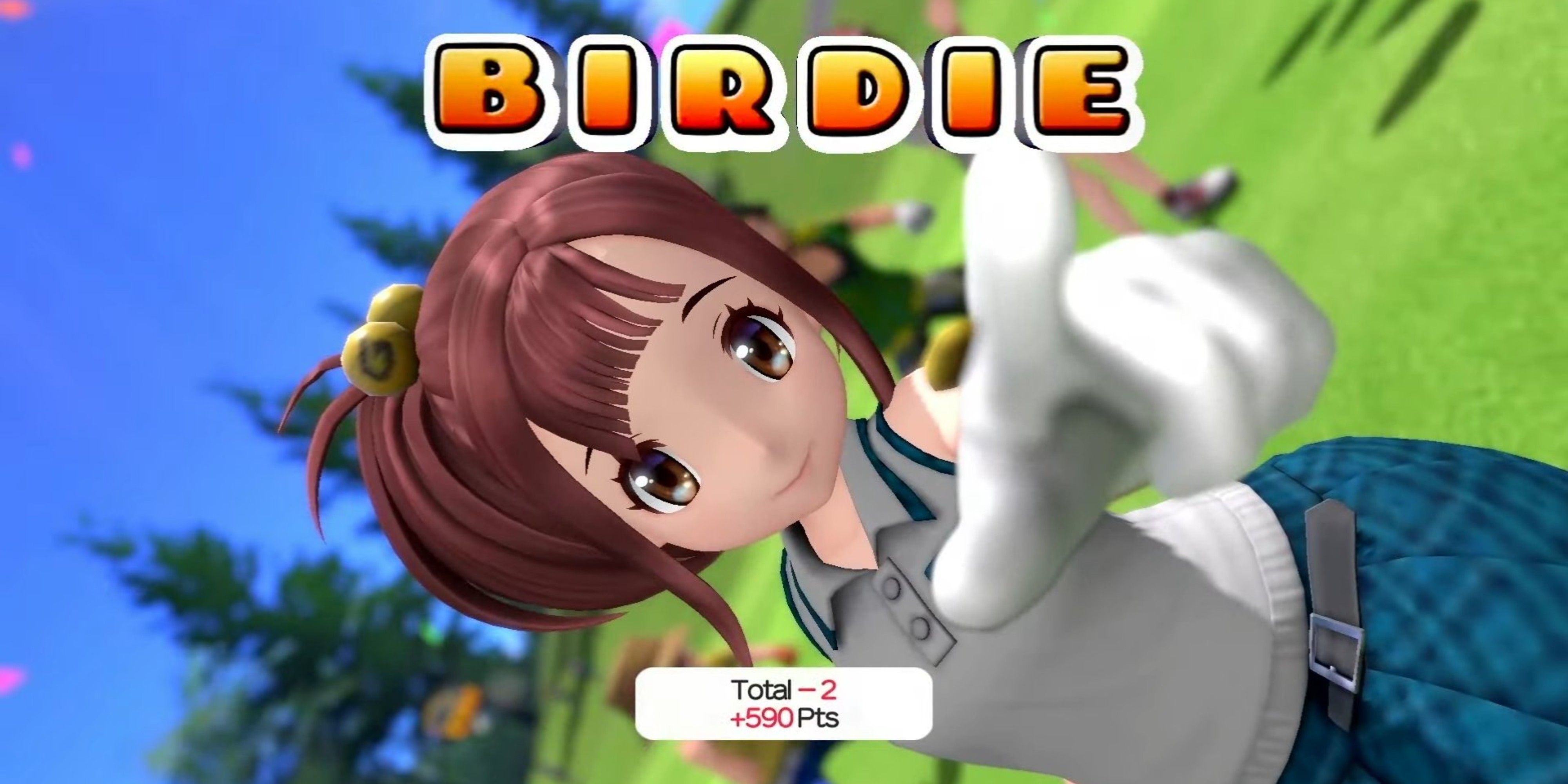 character scoring a birdie in everybody&rsquo;s golf hot shots.
