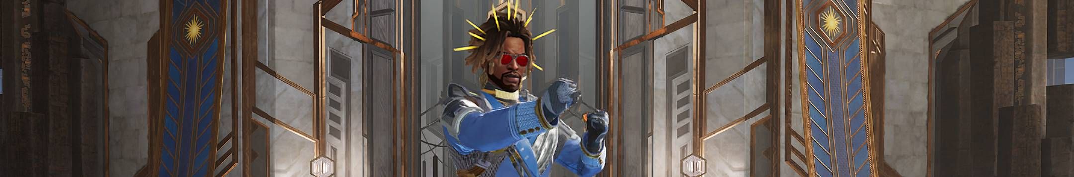 Fragpunk Broker With Fists Up Wearing A Blue Costume