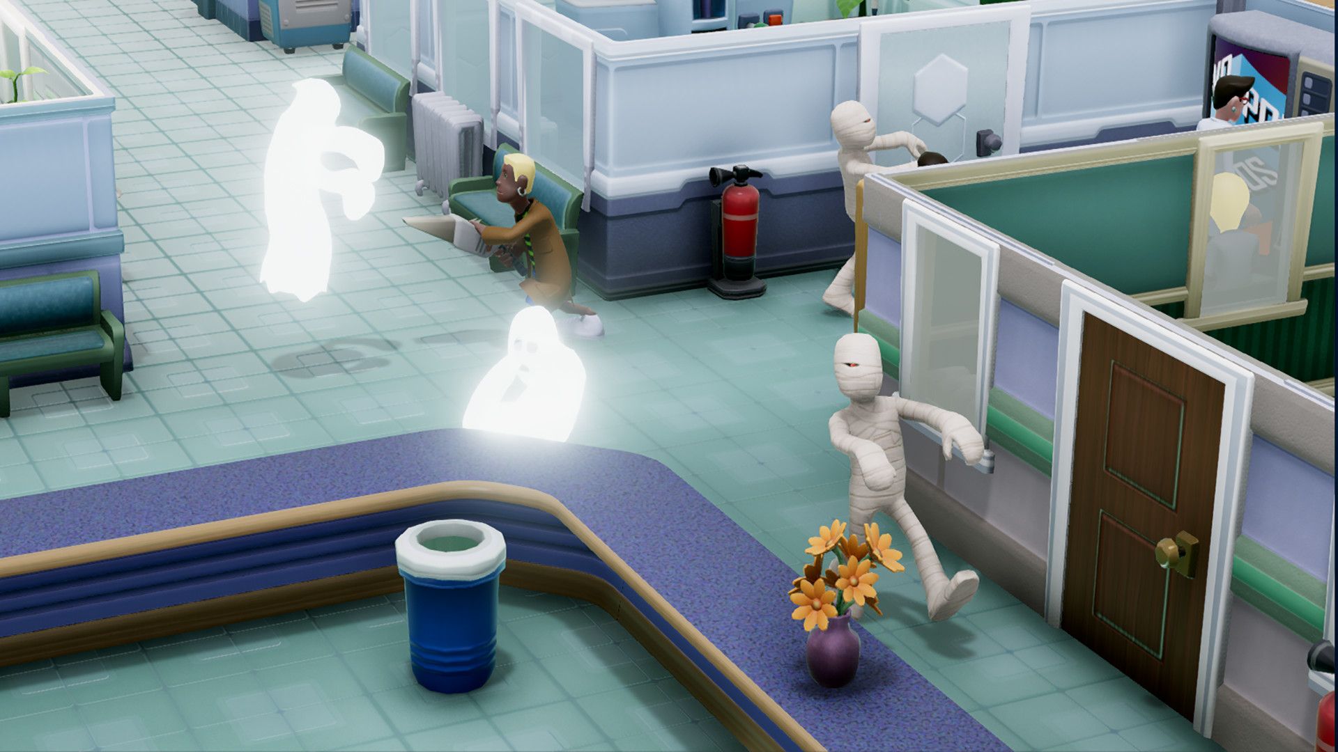 Ghosts and mummies in Two Point Hospital.