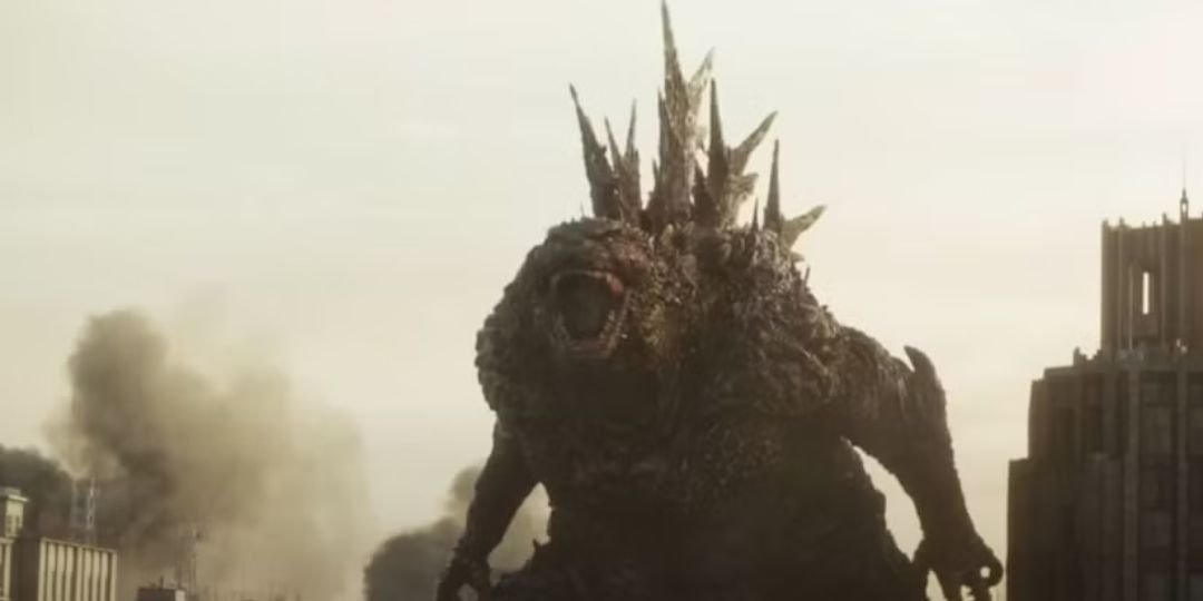 Goodsla, with a lot of spikes on his back, puts the city at risk