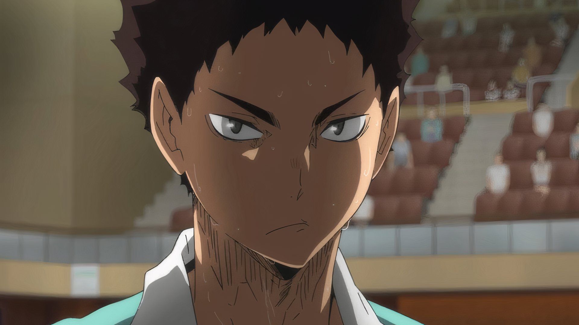 Hajim iwaizumi from the Haikio with a concentrated expression.