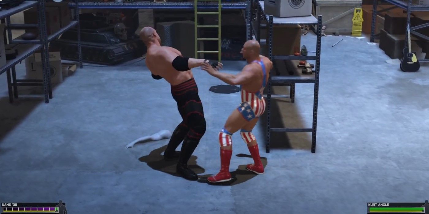 Kane vs Kurt Angle Brawl match in WWE 2K25.