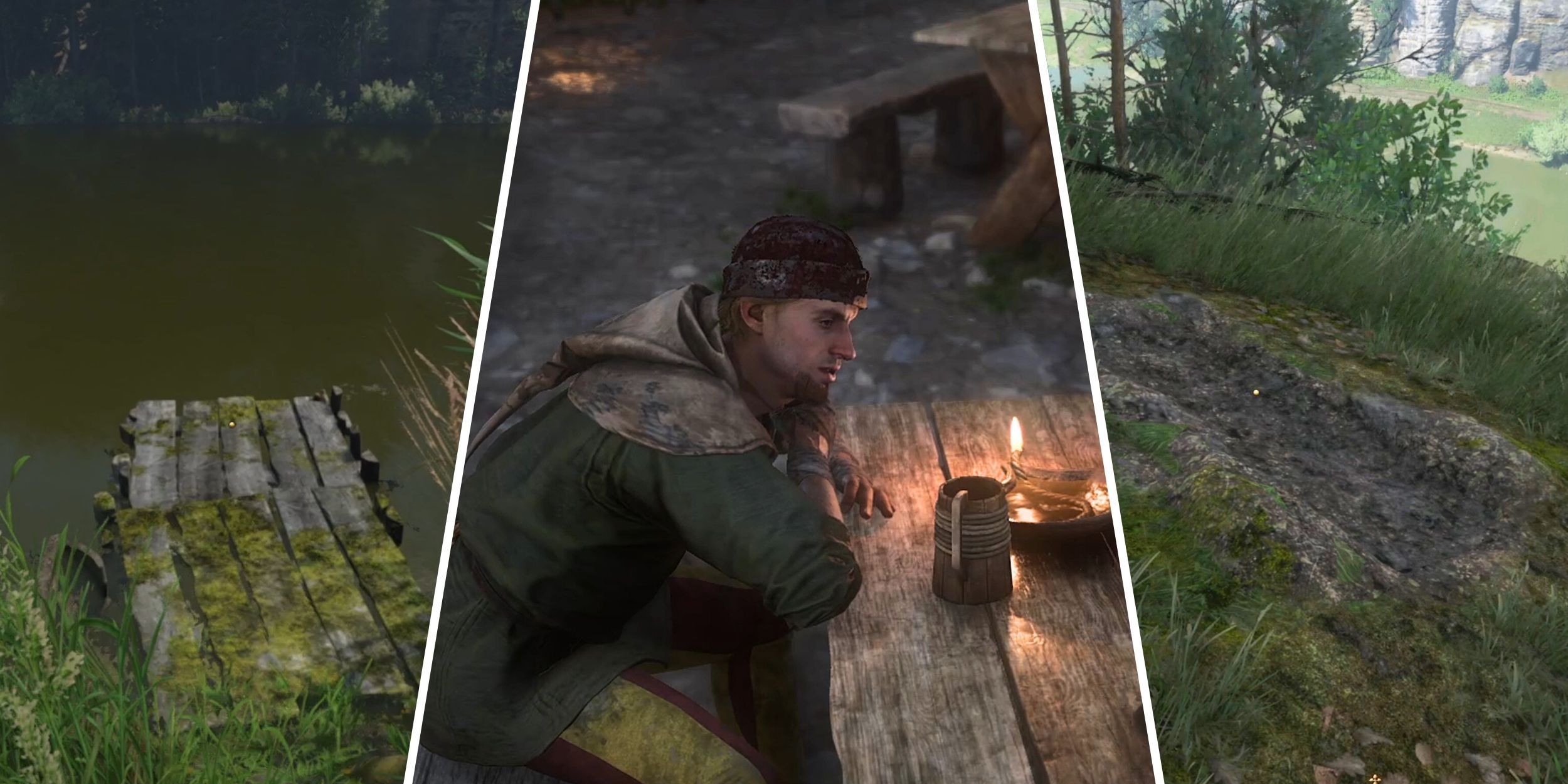 A pier, Zdenyek, and a burial site in Kingdom Come: Deliverance 2.