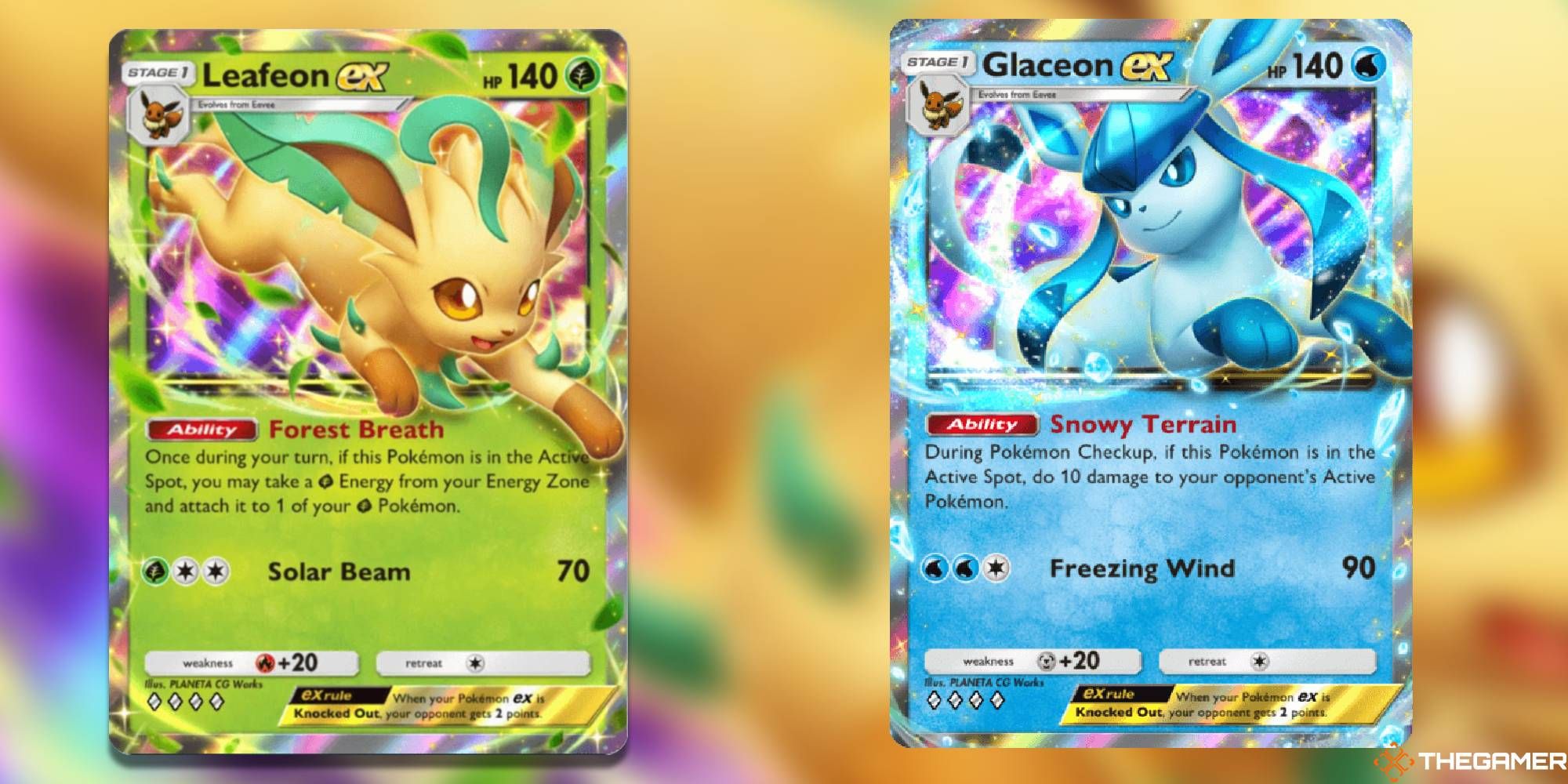 Leafeon and Glaceon Split Image.