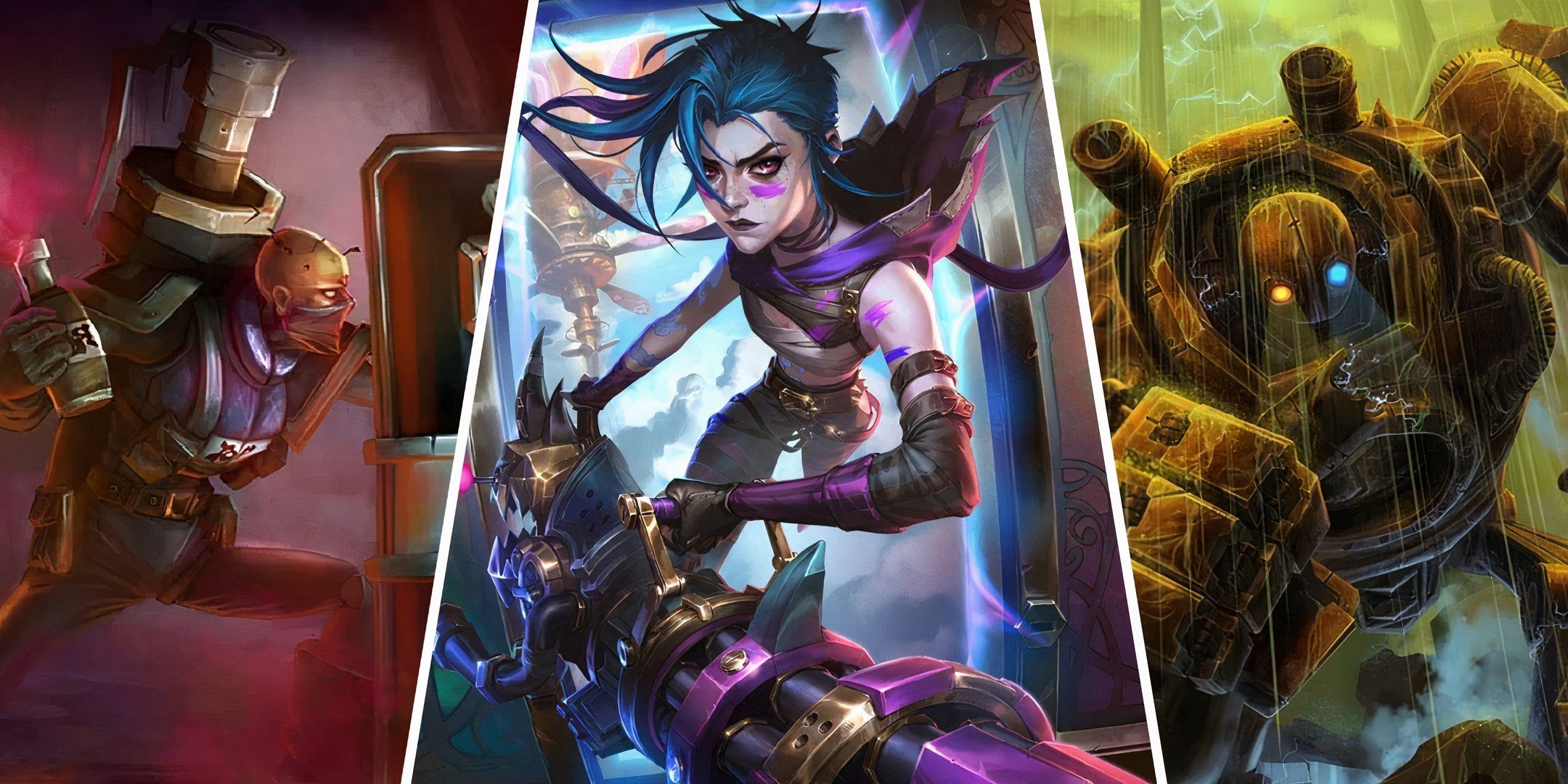 League of Legends image showing Singed, Jinx and Blitzcrank.