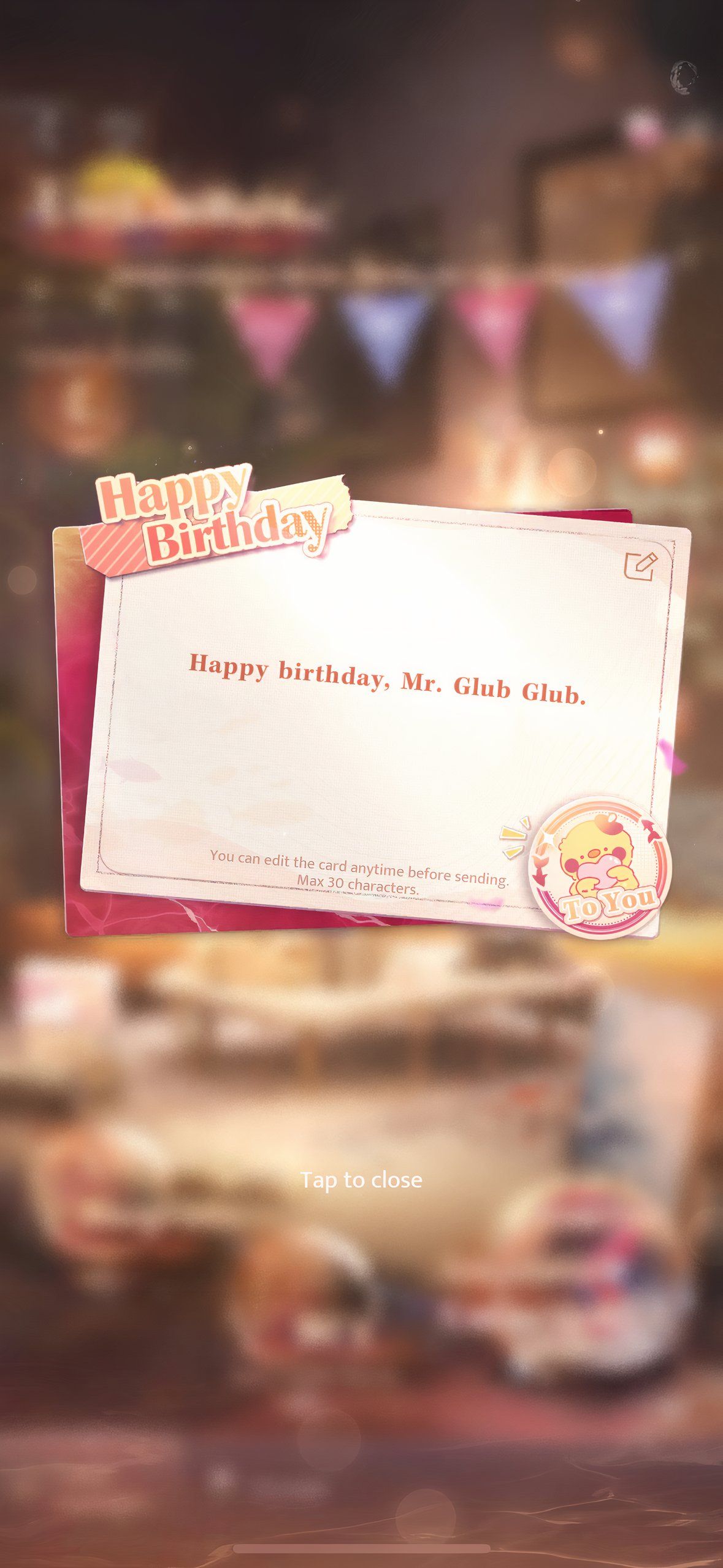 Love and deepspace: A picture of Rafayel's birthday news card.