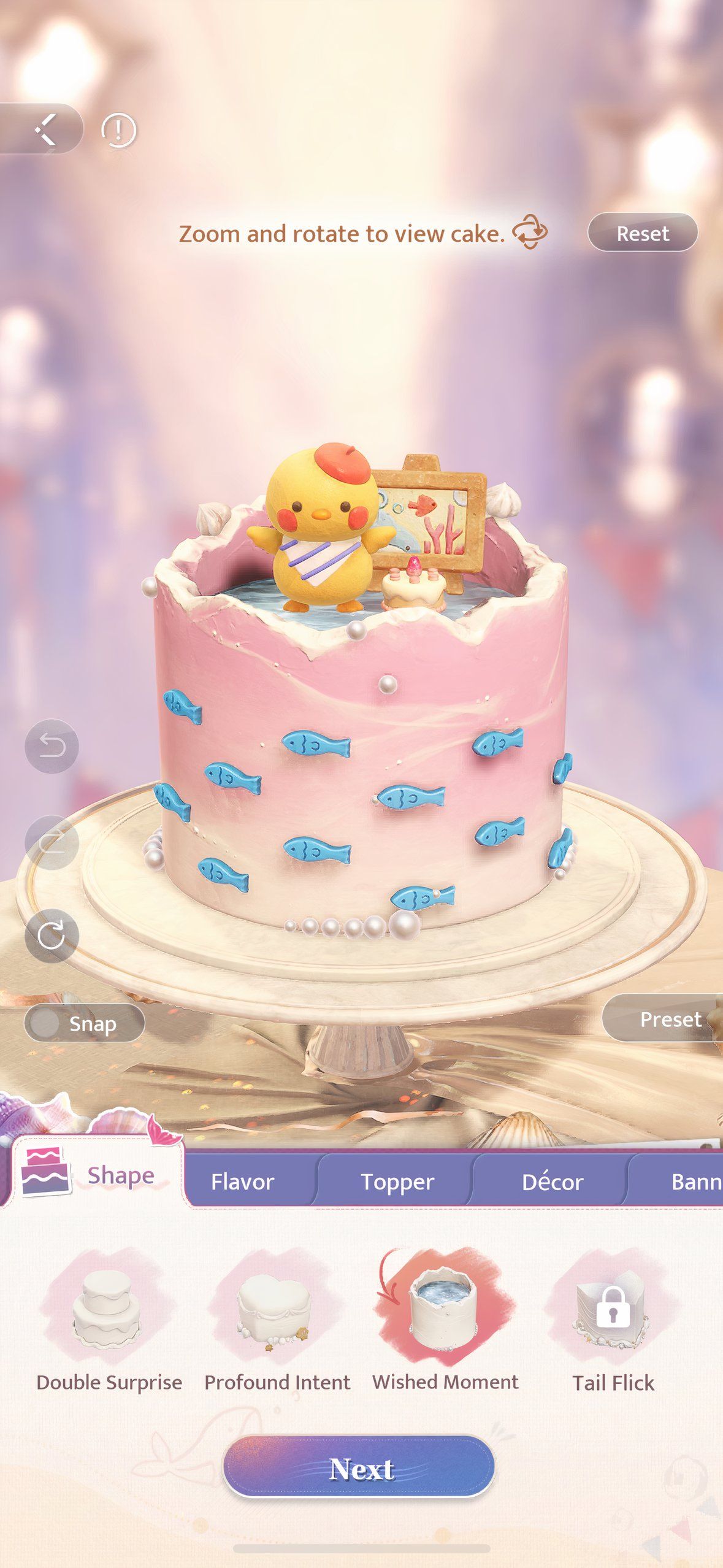 Love and deepspace: A picture of Refayel's cake in the DIY menu.