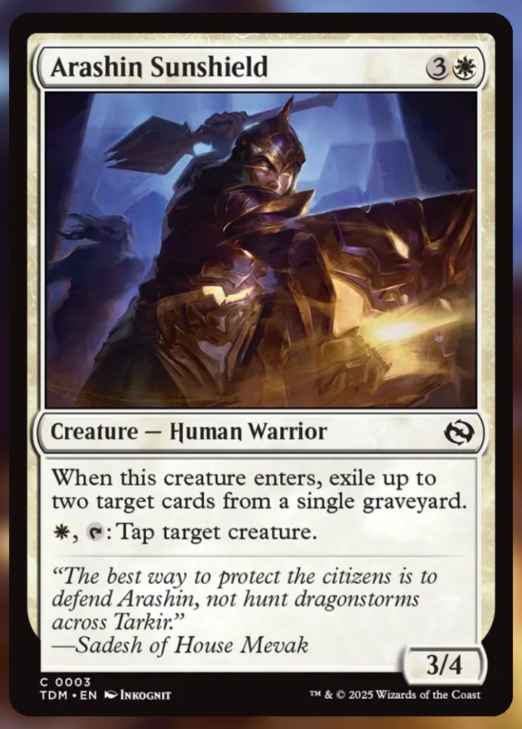 Magic The Gathering Arashin Sunshield Card.