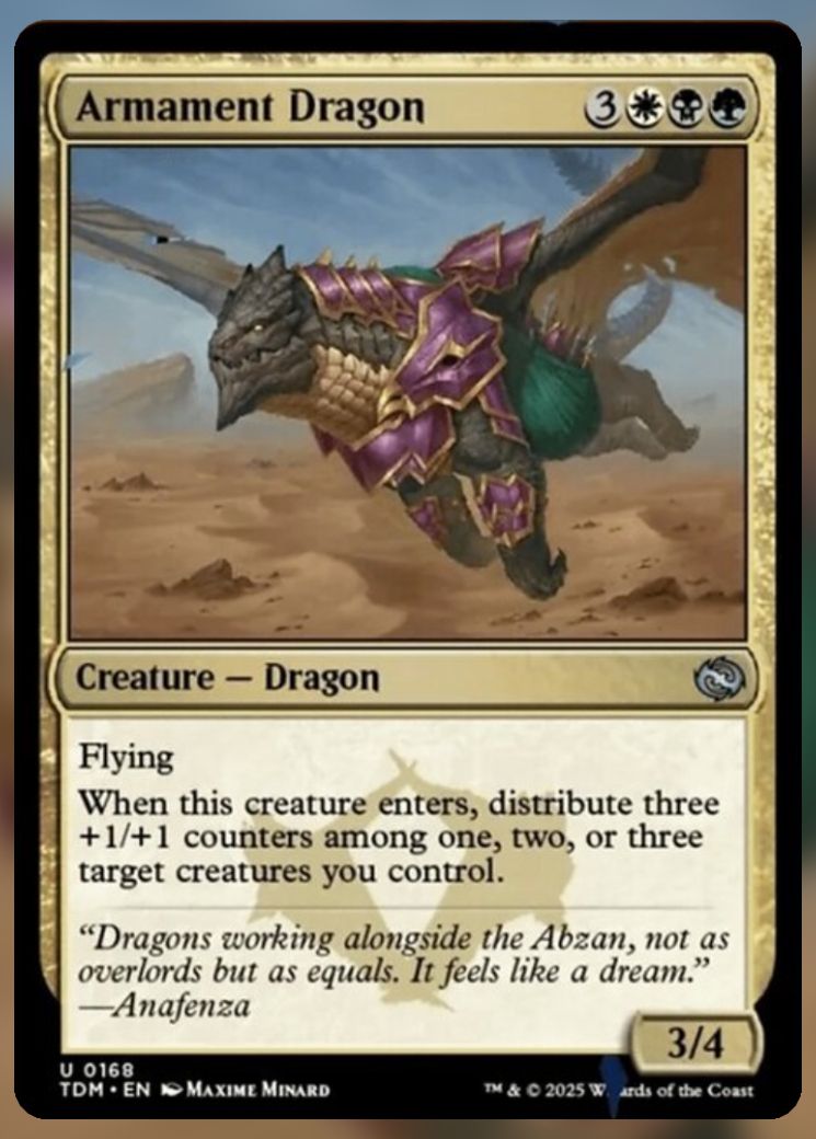 Magic The Gathering Armament Dragon Card.