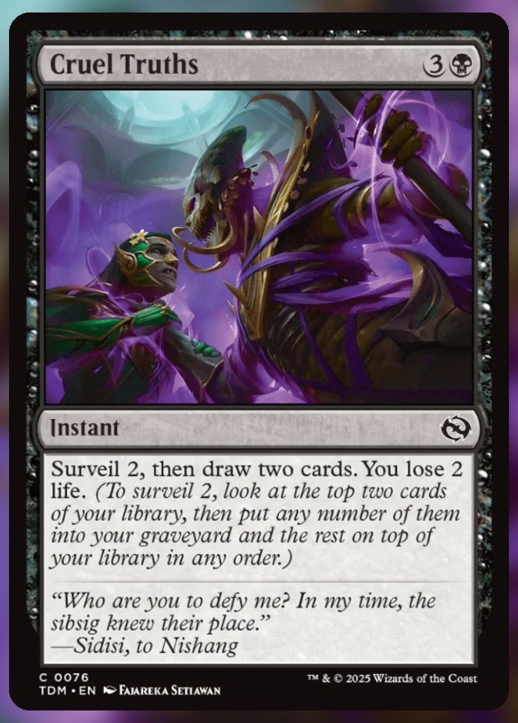 Magic The Gathering Cruel Truths Card.