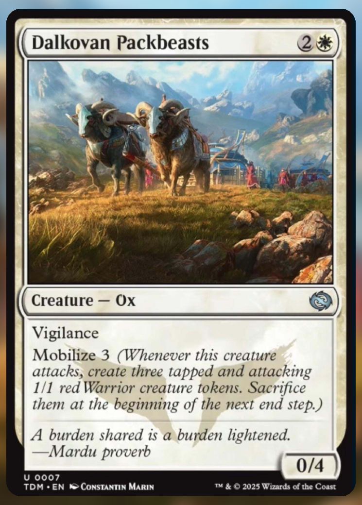 Magic The Gathering Dalkovan Packbeasts Card.