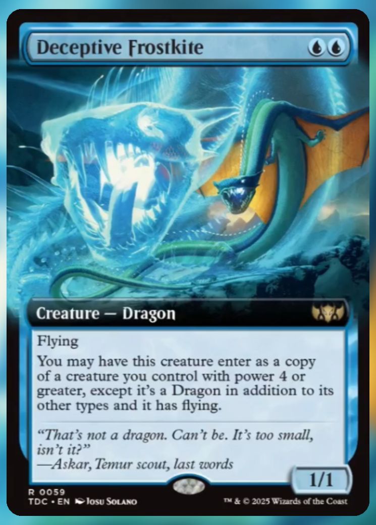 Magic The Gathering Deceptive Frostkite Alt Card.