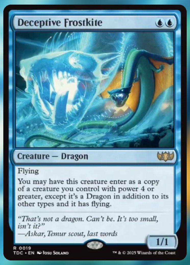 Magic The Gathering Deceptive Frostkite Card.