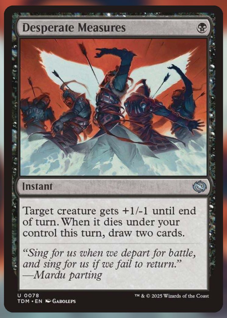 Magic The Gathering Desperate Measures Card.