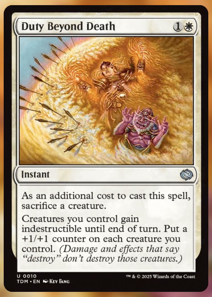 Magic The Gathering Duty Beyond Death Card.